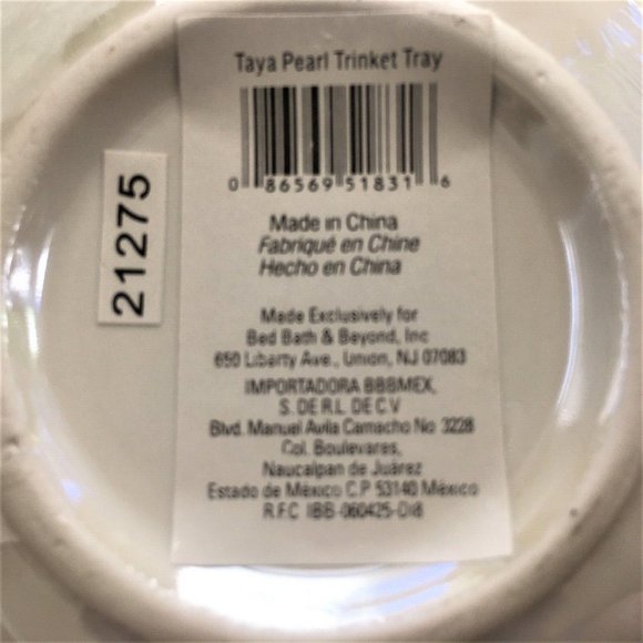 IRIDESCENT PEARL Wild Sage Taya 4.5" wide Ceramic VANITY TRINKET TRAY - ROUND - Picture 3 of 7